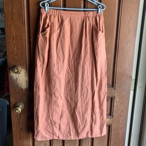 FLAX neutral linen elastic waist band maxi skirt